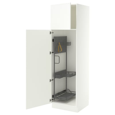 SEKTION Armoire haute+rangement coulissant, blanc/Aspudden blanc mat, 24x24x80 "