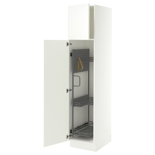 SEKTION Armoire haute+rangement coulissant, blanc/Aspudden blanc mat, 18x24x80 "