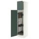 SEKTION Armoire haute+rangement coulissant, blanc/Aspudden gris-vert foncé, 18x24x80 "