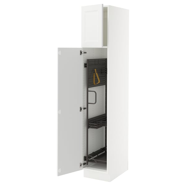 SEKTION Armoire haute+rangement coulissant, blanc/Axstad blanc mat, 15x24x80 "
