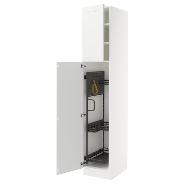 SEKTION Armoire haute+rangement coulissant, blanc/Axstad blanc mat, 18x24x90 "