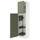 SEKTION Armoire haute+rangement coulissant, blanc/Axstad gris-vert, 24x24x90 "