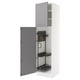 SEKTION Armoire haute+rangement coulissant, blanc/Bodbyn gris, 24x24x90 "