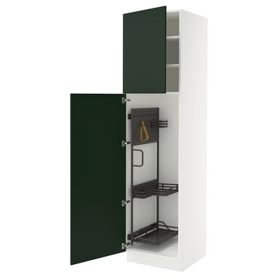 SEKTION Armoire haute+rangement coulissant, blanc/Havstorp vert profond, 24x24x90 "