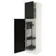 SEKTION Armoire haute+rangement coulissant, blanc/Lerhyttan teinté noir, 24x24x90 "