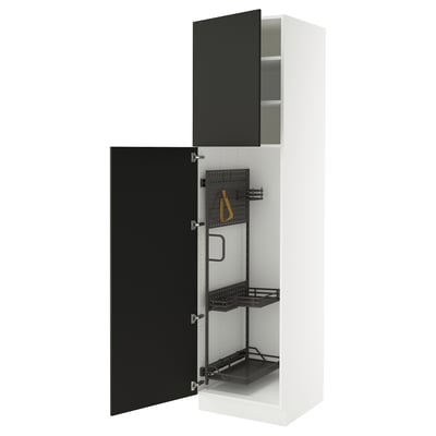 SEKTION Armoire haute+rangement coulissant, blanc/Nickebo anthracite mat, 24x24x90 "