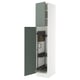 SEKTION Armoire haute+rangement coulissant, blanc/Nickebo gris -vert mat, 18x24x90 "