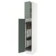 SEKTION Armoire haute+rangement coulissant, blanc/Nickebo gris -vert mat, 15x24x90 "