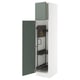 SEKTION Armoire haute+rangement coulissant, blanc/Nickebo gris -vert mat, 18x24x80 "