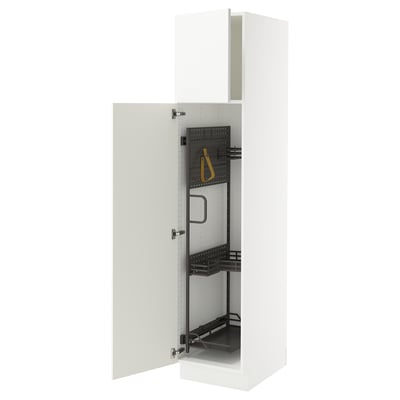 SEKTION Armoire haute+rangement coulissant, blanc/Ringhult blanc, 18x24x80 "