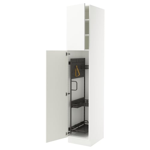SEKTION Armoire haute+rangement coulissant, blanc/Ringhult blanc, 18x24x90 "