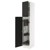 SEKTION Armoire haute+rangement coulissant, blanc/Upplöv anthracite mat, 18x24x90 "