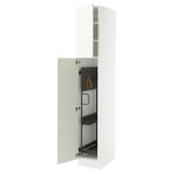 SEKTION Armoire haute+rangement coulissant, blanc/Vallstena blanc, 15x24x90 "