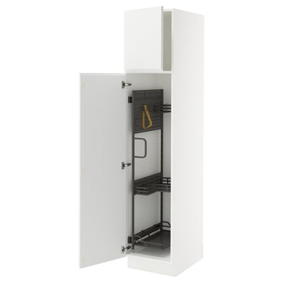 SEKTION Armoire haute+rangement coulissant, blanc/Voxtorp blanc mat, 18x24x80 "
