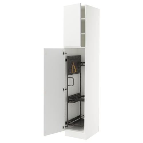 SEKTION Armoire haute+rangement coulissant, blanc/Voxtorp blanc mat, 18x24x90 "
