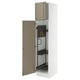SEKTION Armoire haute+rangement coulissant, blanc/Voxtorp gris-brun foncé ultrabrillant, 18x24x80 "