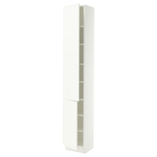 SEKTION Armoire haute + tablette/2ptes, blanc/Aspudden blanc mat, 15x15x90 "
