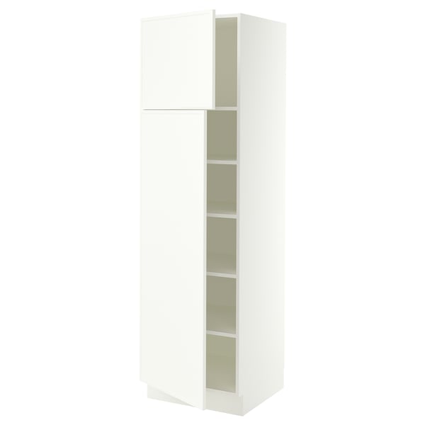 SEKTION Armoire haute + tablette/2ptes, blanc/Aspudden blanc mat, 24x24x80 "