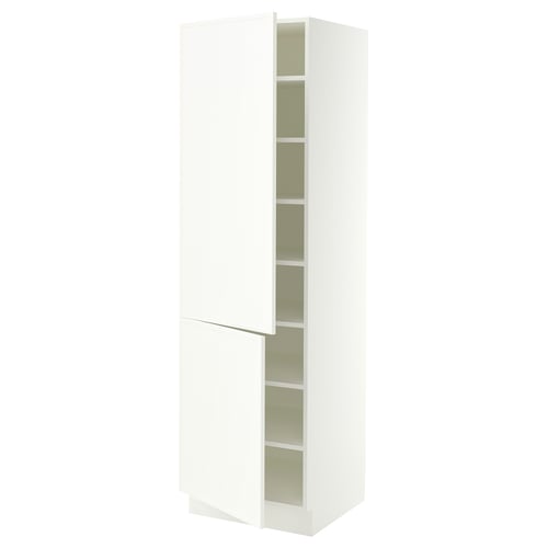 SEKTION Armoire haute + tablette/2ptes, blanc/Aspudden blanc mat, 24x24x80 "