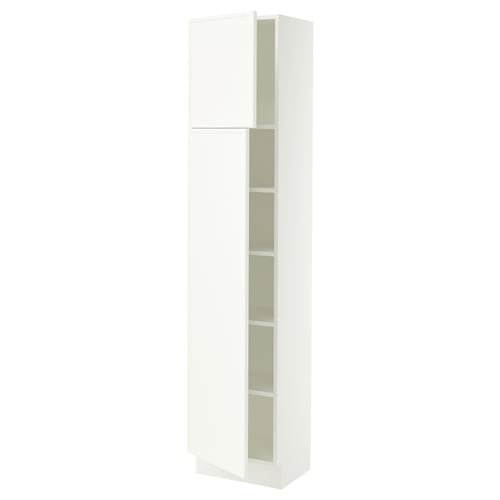 SEKTION Armoire haute + tablette/2ptes, blanc/Aspudden blanc mat, 18x15x80 "