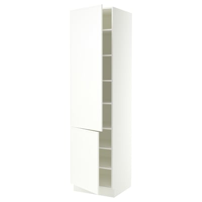 SEKTION Armoire haute + tablette/2ptes, blanc/Aspudden blanc mat, 24x24x90 "