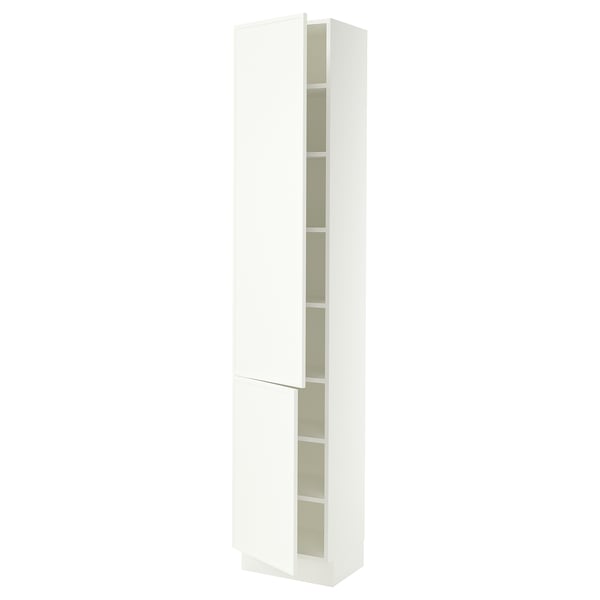 SEKTION Armoire haute + tablette/2ptes, blanc/Aspudden blanc mat, 18x15x90 "