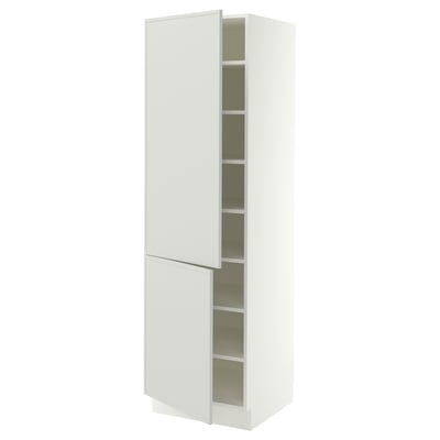 SEKTION Armoire haute + tablette/2ptes, blanc/Aspudden gris clair, 24x24x80 "