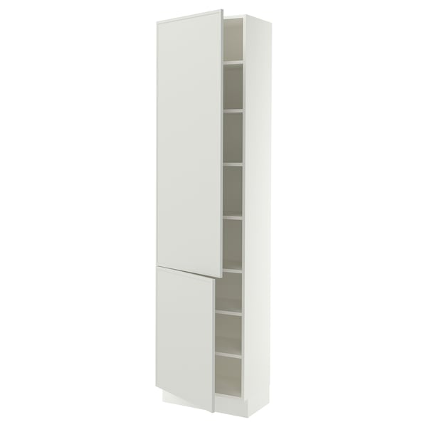 SEKTION Armoire haute + tablette/2ptes, blanc/Aspudden gris clair, 24x15x90 "