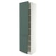 SEKTION Armoire haute + tablette/2ptes, blanc/Aspudden gris-vert foncé, 24x24x90 "