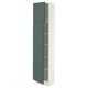 SEKTION Armoire haute + tablette/2ptes, blanc/Aspudden gris-vert foncé, 18x15x80 "