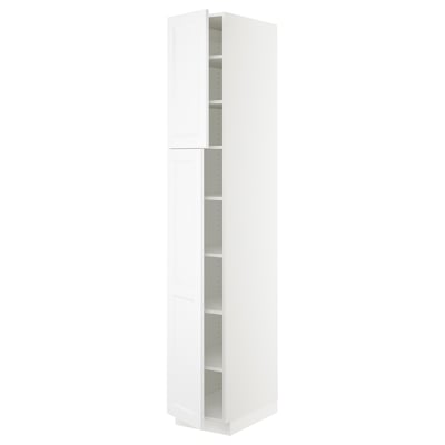 SEKTION Armoire haute + tablette/2ptes, blanc/Axstad blanc mat, 15x24x90 "