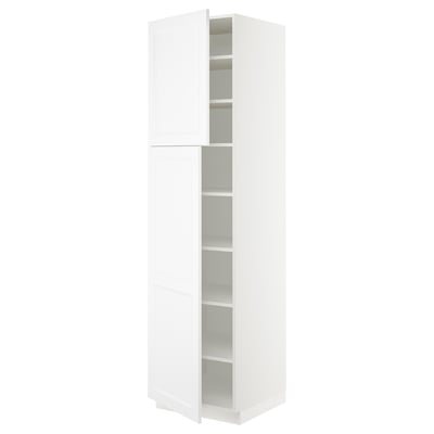 SEKTION Armoire haute + tablette/2ptes, blanc/Axstad blanc mat, 24x24x90 "