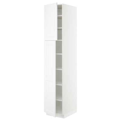 SEKTION Armoire haute + tablette/2ptes, blanc/Axstad blanc mat, 18x24x90 "