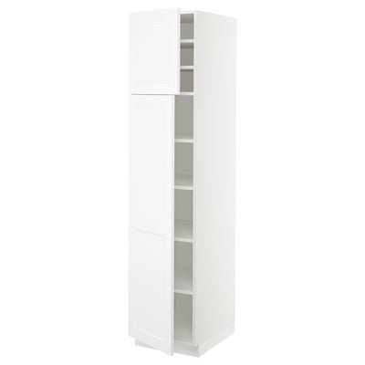 SEKTION Armoire haute + tablette/2ptes, blanc/Axstad blanc mat, 18x24x80 "