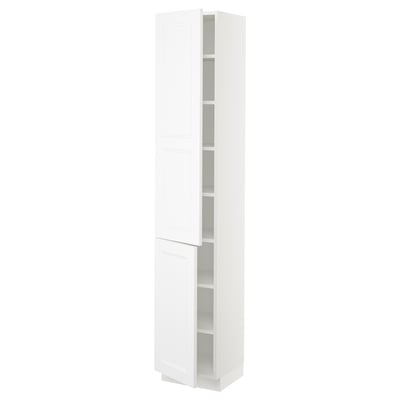 SEKTION Armoire haute + tablette/2ptes, blanc/Axstad blanc mat, 15x15x80 "