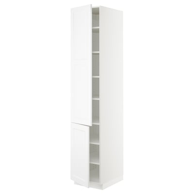 SEKTION Armoire haute + tablette/2ptes, blanc/Axstad blanc mat, 18x24x90 "