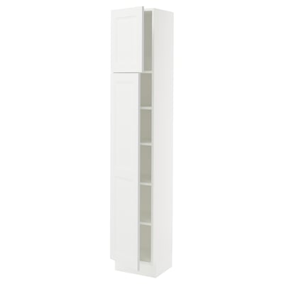 SEKTION Armoire haute + tablette/2ptes, blanc/Axstad blanc mat, 15x15x80 "