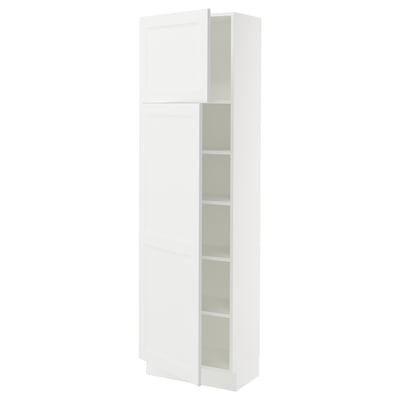 SEKTION Armoire haute + tablette/2ptes, blanc/Axstad blanc mat, 24x15x80 "