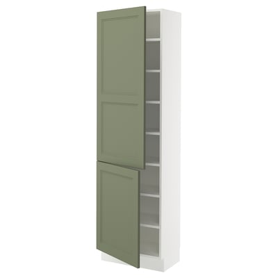 SEKTION Armoire haute + tablette/2ptes, blanc/Axstad gris-vert, 24x15x80 "