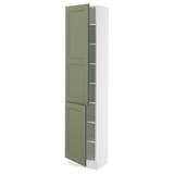 SEKTION Armoire haute + tablette/2ptes, blanc/Axstad gris-vert, 18x15x80 "