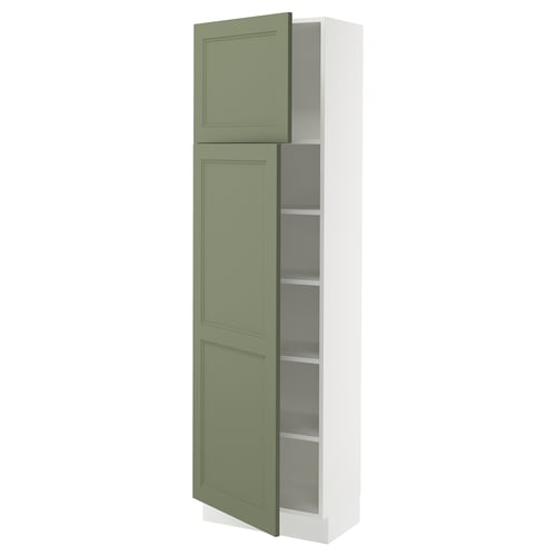 SEKTION Armoire haute + tablette/2ptes, blanc/Axstad gris-vert, 24x15x80 "