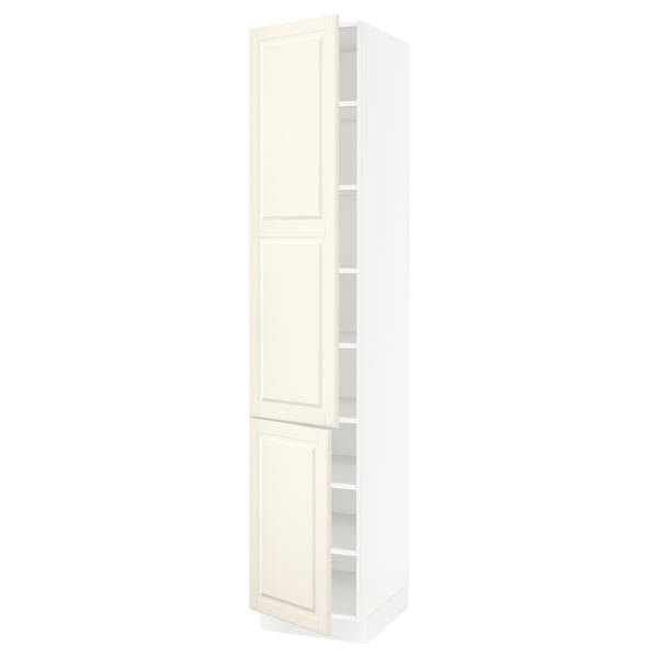 SEKTION Armoire haute + tablette/2ptes, blanc/Bodbyn blanc cassé, 18x24x90 "