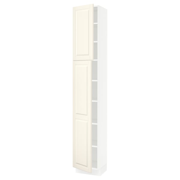 SEKTION Armoire haute + tablette/2ptes, blanc/Bodbyn blanc cassé, 15x15x90 "