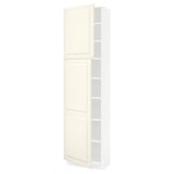 SEKTION Armoire haute + tablette/2ptes, blanc/Bodbyn blanc cassé, 24x15x90 "