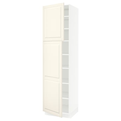 SEKTION Armoire haute + tablette/2ptes, blanc/Bodbyn blanc cassé, 24x24x90 "