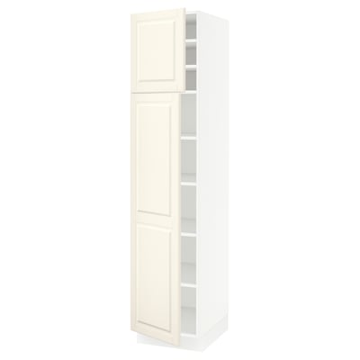 SEKTION Armoire haute + tablette/2ptes, blanc/Bodbyn blanc cassé, 18x24x80 "