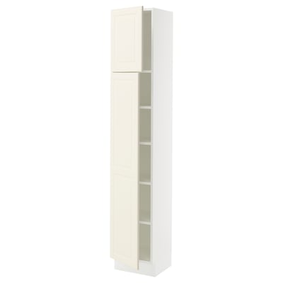 SEKTION Armoire haute + tablette/2ptes, blanc/Bodbyn blanc cassé, 15x15x80 "