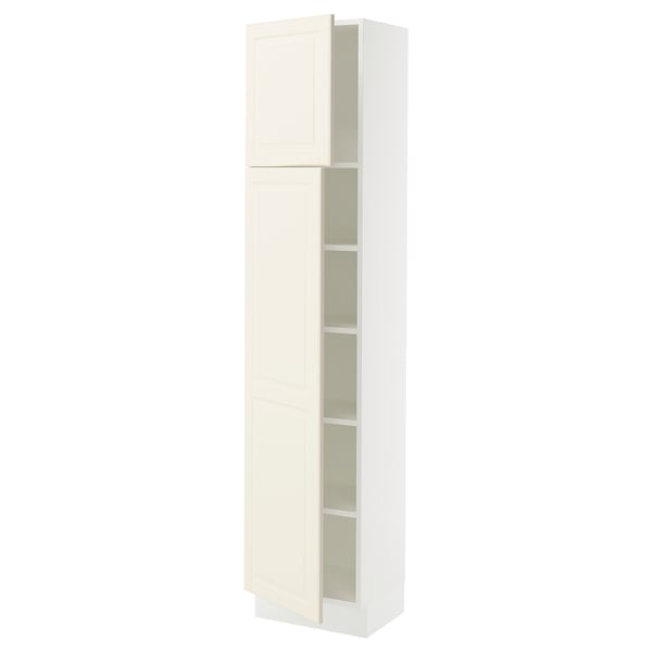 SEKTION Armoire haute + tablette/2ptes, blanc/Bodbyn blanc cassé, 18x15x80 "