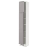 SEKTION Armoire haute + tablette/2ptes, blanc/Bodbyn gris, 15x15x80 "