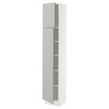 SEKTION Armoire haute + tablette/2ptes, blanc/Havstorp gris clair, 15x15x80 "